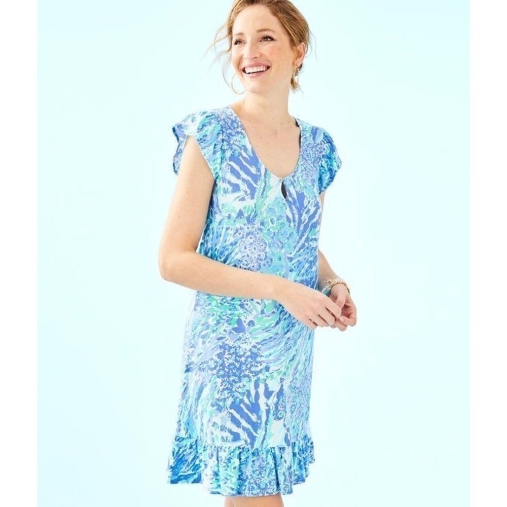 LILLY PULITZER Rejina Dress Blue Haven / Hey Hey Soleil XS Shift